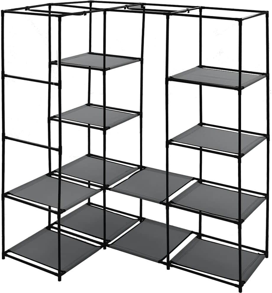 vidaXL Garde-robe d'angle Gris 130 x 87 x 169 cm