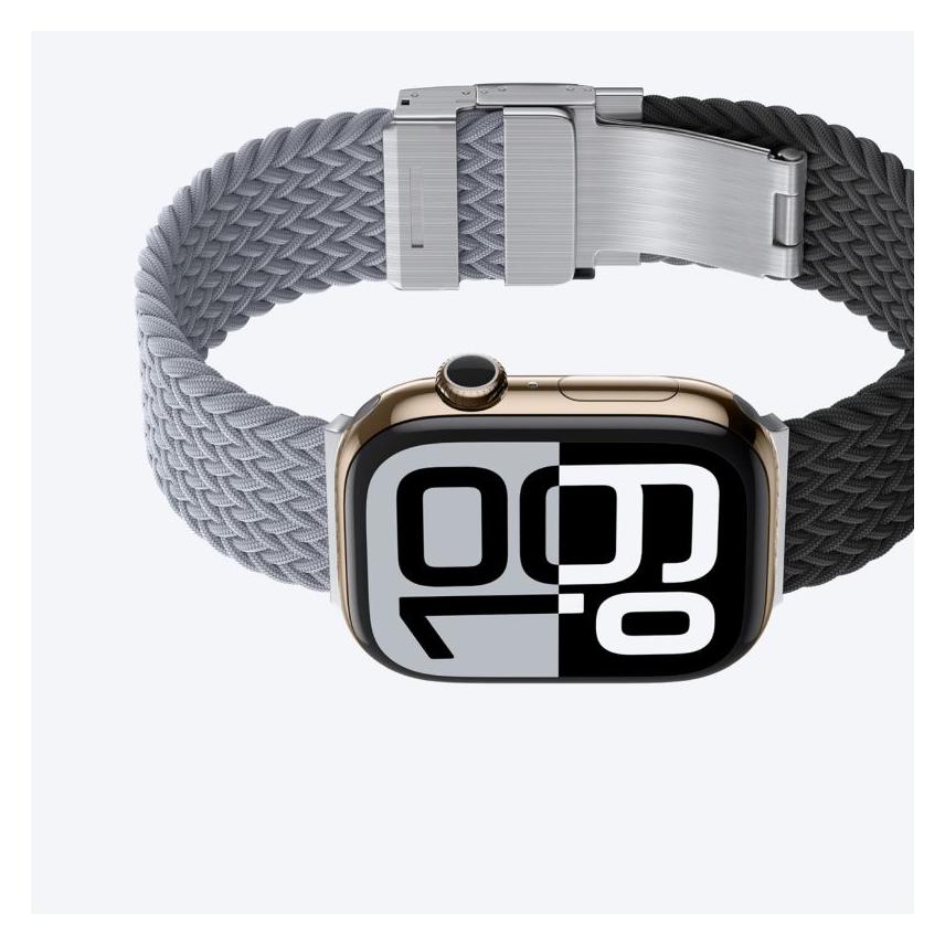 Amazingthing 2er-Set Blend Band für Apple Watch 45/46/49 mm - Grau-Schwarz/Grau (Edelstahl, Nylon) (1710923912)