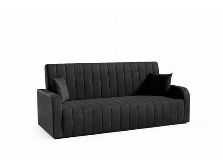 LIKMA Schwarz Vielseitiges 3-Sitzer 214 cm Sofa mit Schlaffunktion und Bettkasten Otto - Velvet Schlafcouch - Moderne Wohnzimmer Couch - Sofa mit Bettfunktion - Schlafsofa, Stoff: Jasmine 100