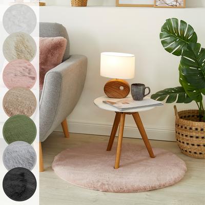 Fellteppich LUXOR LIVING "Novara", rosa (altrosa), H:25mm Ø:80cm, Kunstfaser, Teppiche, Fellteppich, Kunstfell, Kaninchenfell-Haptik, besonders weicher Hochflor