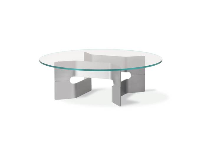 Fredericia Furniture JG Couchtisch Ø98 cm Glas-gebürstetes Aluminium