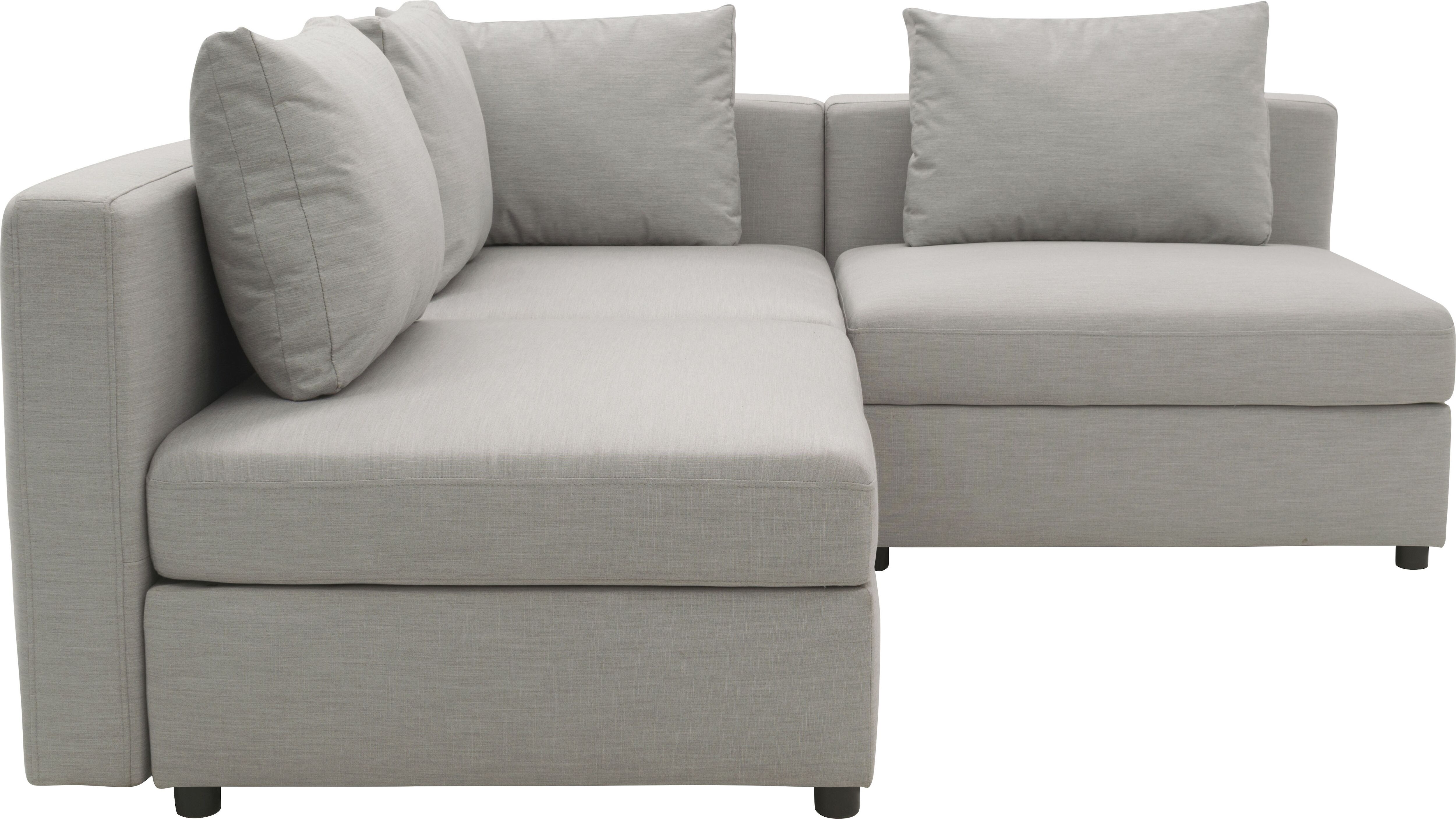 Ecksofa DOMO COLLECTION "Solskin, individuell erweiterbar/kombinierbar L-Form", silber, B:202cm H:80cm T:202cm, 100% solution dyed Acryl, Sofas, Ecksofa, mit losen Kissen. Rücken- und Seitenteile als Stecksystem. silber B/H/T: 202cm x 80cm x 202cm, Flachg