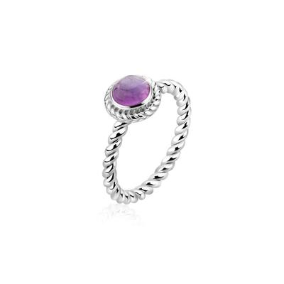 Silberring NENALINA "Ring Amethyst Geburtsstein Februar Trend 925 Silber" Gr. 52, lila (violett), Fingerringe, Damen, 52, Silber 925 (Sterlingsilber), Silberring
