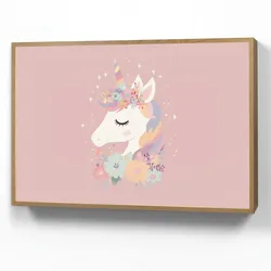 NACHTTISCHLAMPE MIT AKKU Einhorn - Rosa - Blumen 100x70 cm