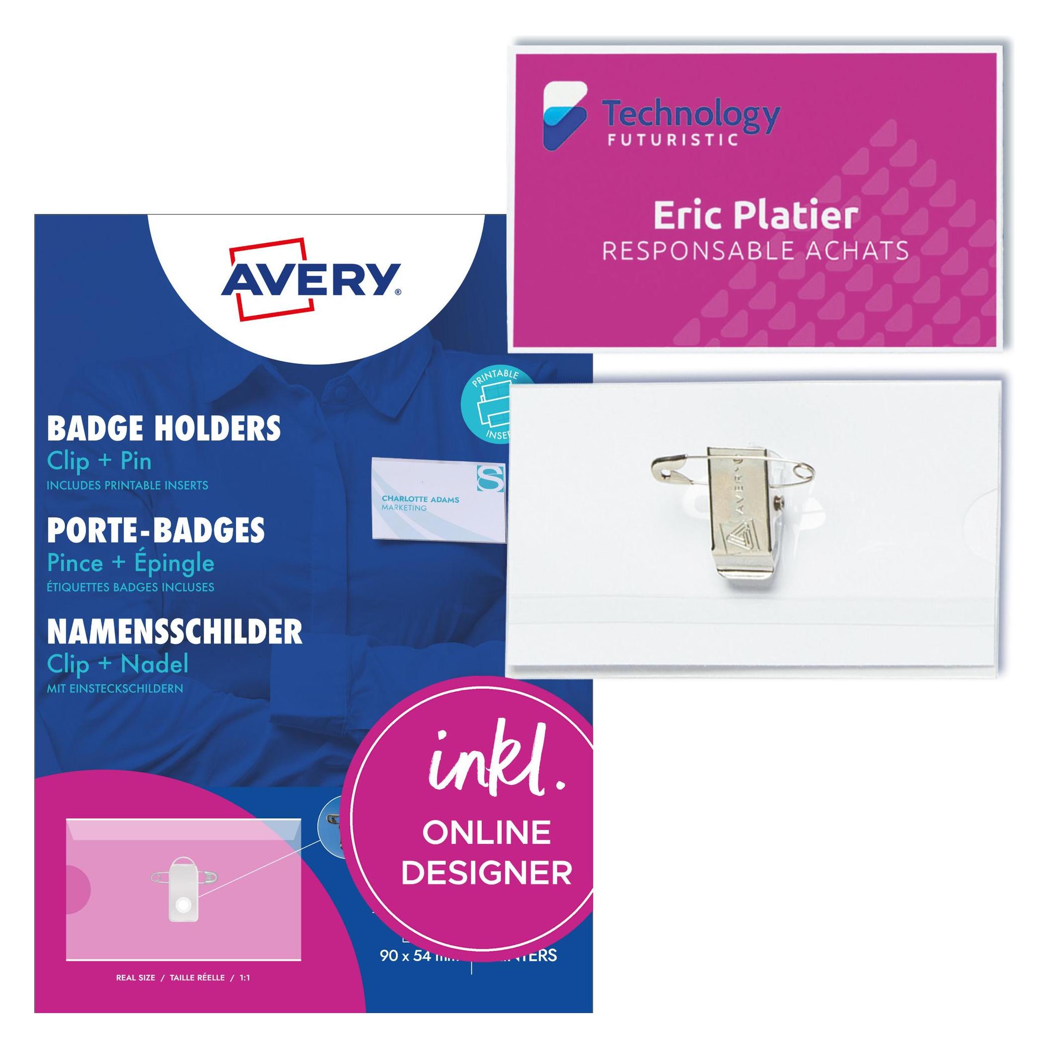 Avery Dennison Name Badge Set 54x90mm (4820AVERY)