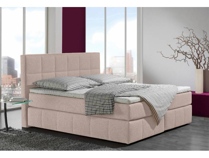 Boxspringbett, Strukturstoff, Beige, 172×215 cm, Feine Steppung, Modern, Inosign