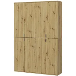 GARDEROBENSCHRANK Eiche 122 cm, Flurschrank mit flexibler Inneneinteilung