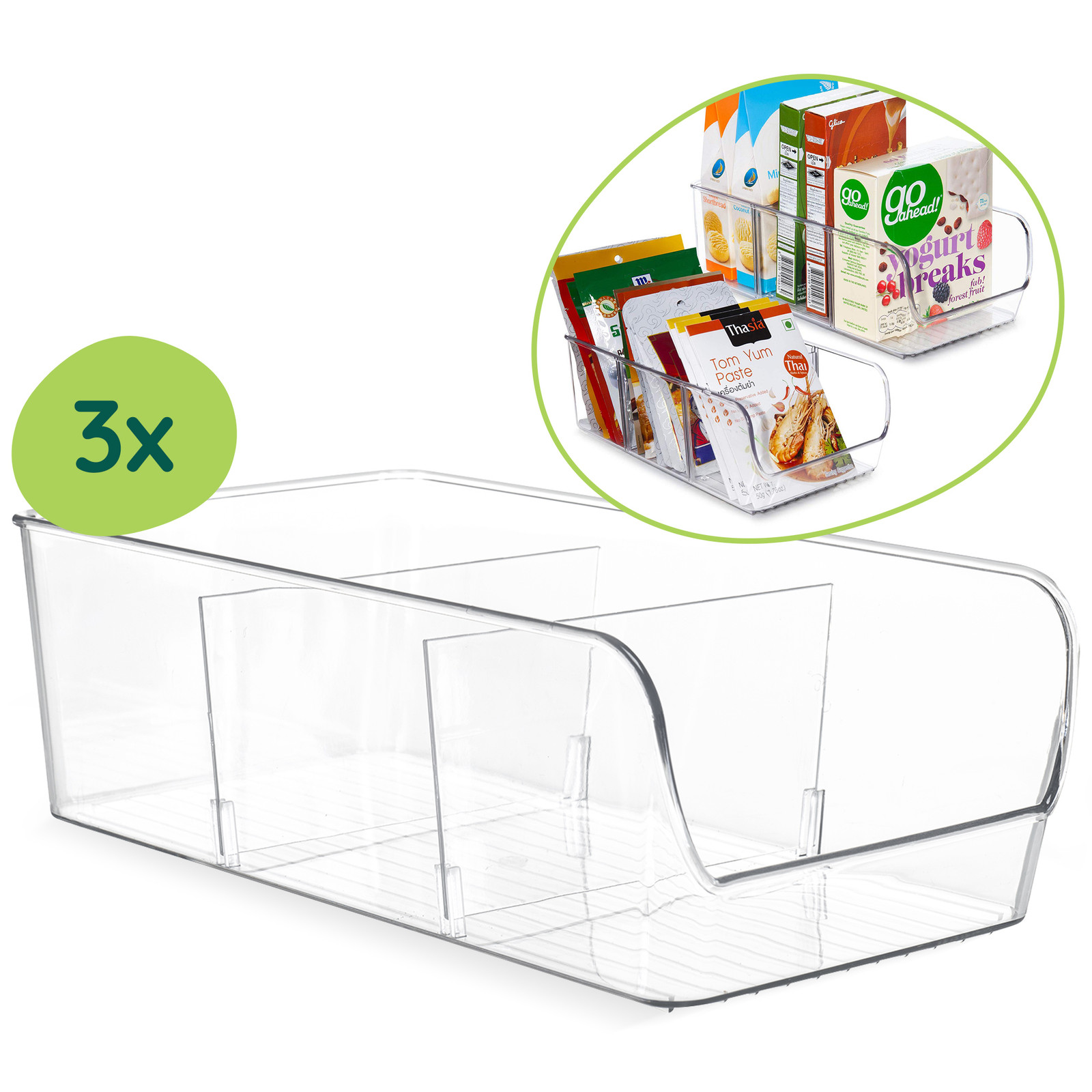 XIVADA Rona Keukenkast Organizers met Dividers - Set van 3 - PET