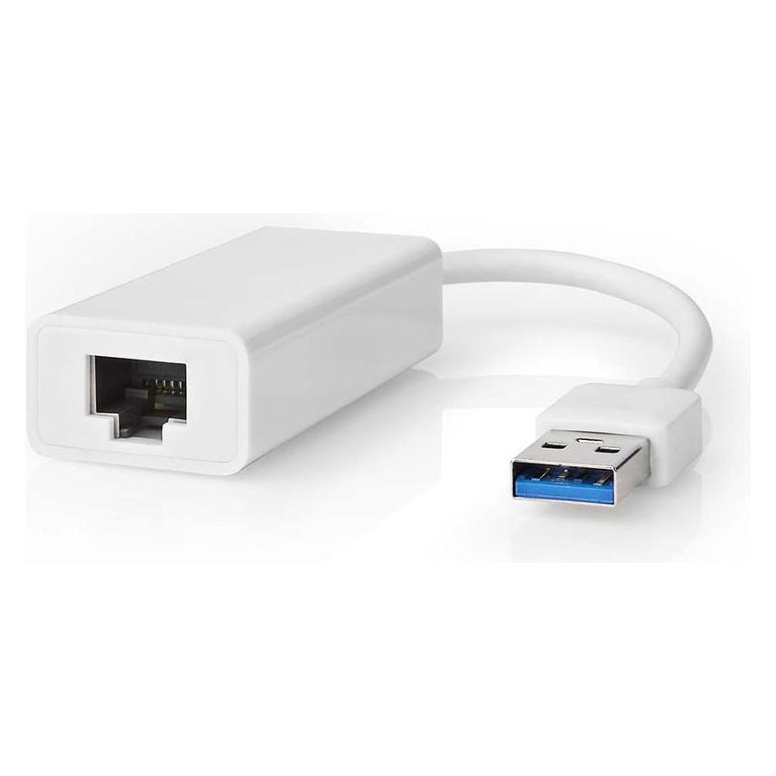 Nedis USB-A Adapter | USB 3.2 Gen 1 | USB-A Stecker | RJ45 Buchse | 1 Gbps | 0.20 m | Rund | Vernick (CCGB61950WT02)