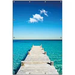 Wallario Gartenposter ca. 80 x 120 cm Steg am tropischen Meer