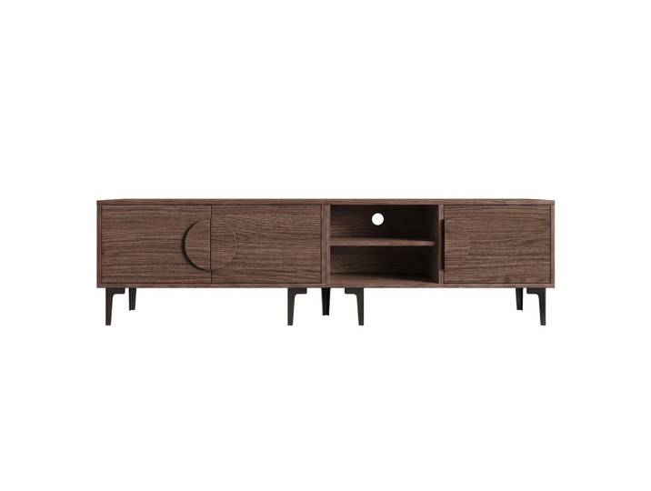 Oxeza Tv-Schrank 180/35/49 cm Dunkel Walnuss für 80 Zoll TV mit 3 Türen, Nussbaumfarben, Mode, Rechteckig, 180x49x35 cm, Wohnzimmer, TV Möbel, Lowboards, Lowboards stehend