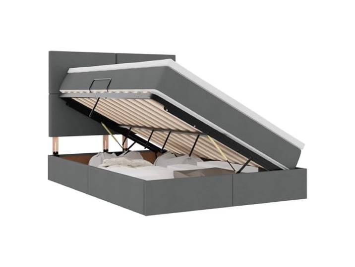 KKgypkn Aufbewahrungsbett mit Matratze Dunkelgrau 140x200 cm, Stauraumbett mit Hydraulik-Liftsystem, Kunstleder-Bett mit seitlichem Zugang, modernes Bettgestell in Dunkelgrau