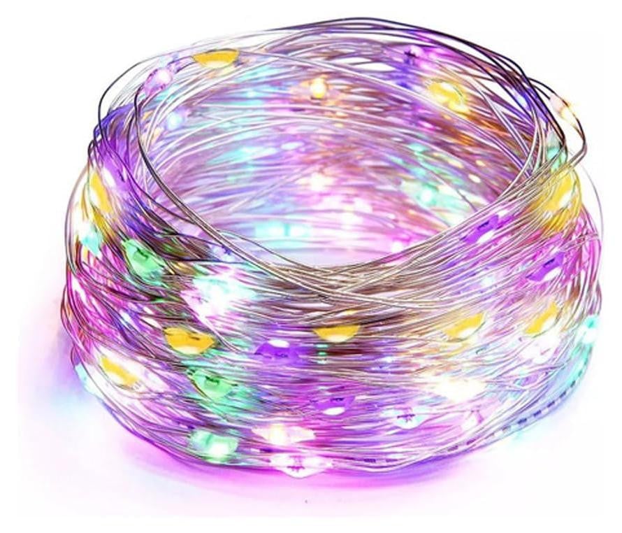 Dripio LED-lichtketting RGBY met koperdraad en knoopcelbatterijen, 4 meter