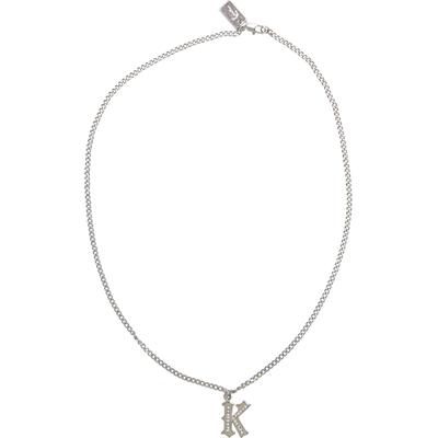 Halsreif KARL KANI "Karl Kani KK Rhinestone Pendant Cuban Link Chain", silber, Halsketten, Herren, onesize, Stahl