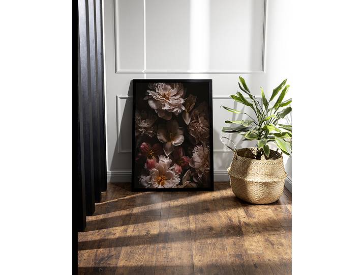 Tableau déco Baroque Flowers Cadre : hêtre massif verni Revêtement : verre acrylique Multicolore 53 x 63cm