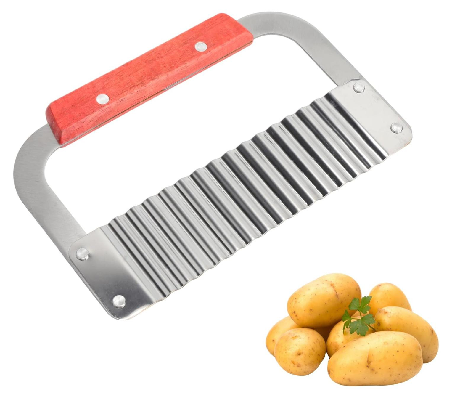Dripio RVS golvende snijder met houten handvat en crinkle snijder