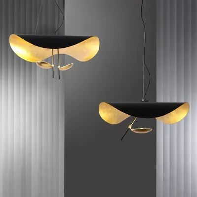 Quick Pick Pro Modern Minimalist Flying Shuttle Hat LED Chandelier, Artistic Pendant Lamp For Living Room, Restaurant, Bedroom Decor black Gold dia 80cm cold White