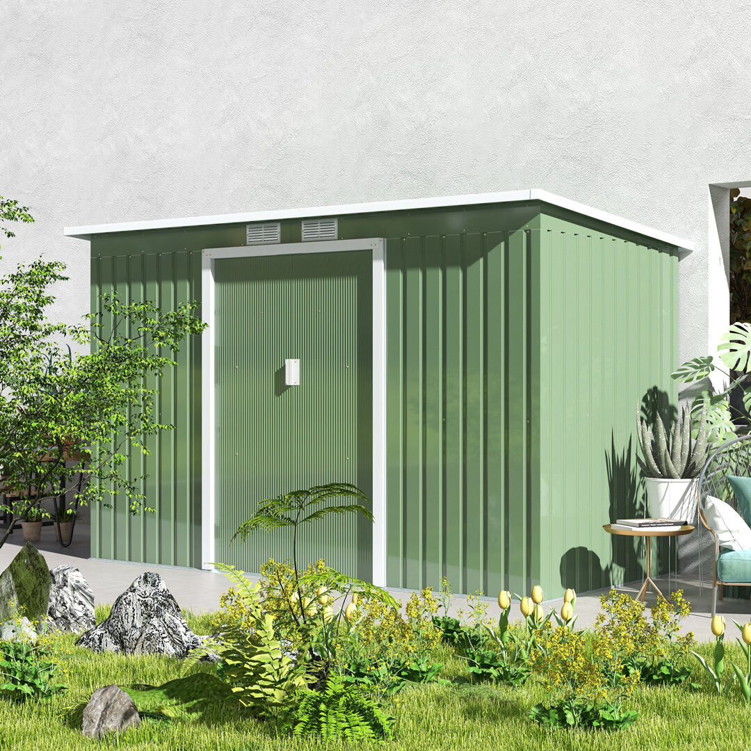 Dakota Fields 9 ft x 4 ft Metal Garden Shed Green 280cm W X 130cm D X 172cm H