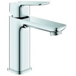 GROHE Cubeo Einhand-Waschtischbatterie, M-Size, Ausladung 116mm, Push-Open Ablaufgarnitur, EcoMode, 1017570000, Farbe: Chrom