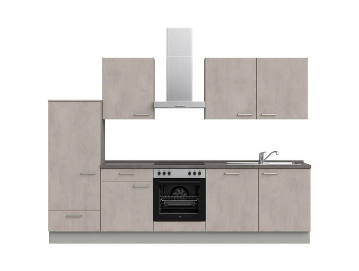 Küchenleerblock, Grau, 300 cm, Metall, 2 Schubladen, Modern, Nobilia