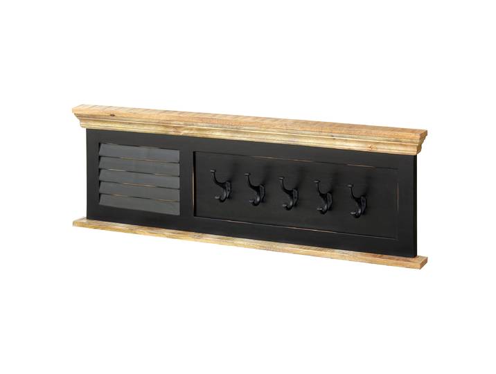 Porte-manteaux en bois massif 120 x 40 x 28cm Noir/Marbre noir