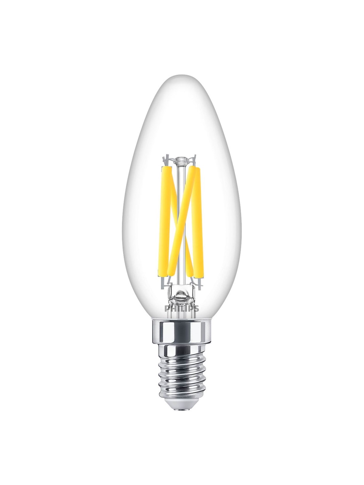 Philips LED-Lampe Classic Candle 3.4W/922-927 (40W) Clear WarmGlow Dimmable E14