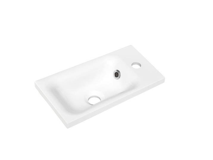 Xora Waschbecken, Weiss, Stein, 40x2.5x22 cm, Ab- und Überlaufgarnitur, Badezimmer, Waschbecken & Armaturen, Waschtische