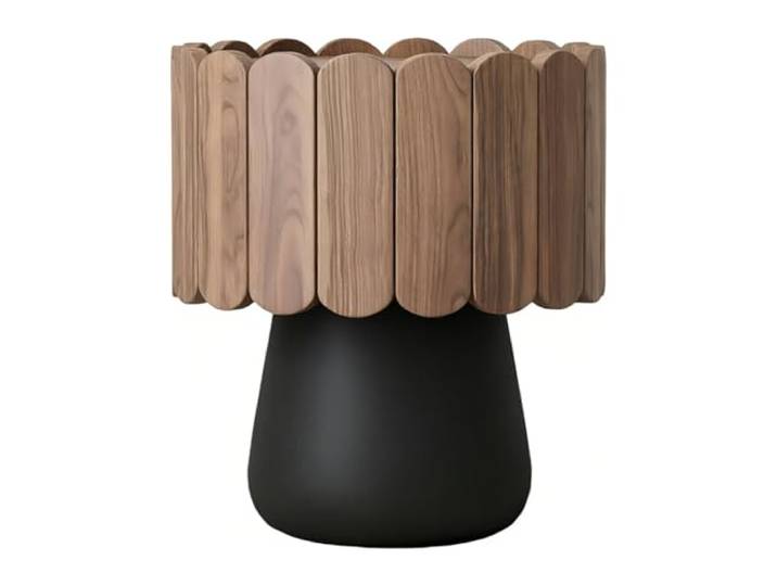 Schlank und platzsparend Nachttisch mit konischem Sockel im Lamellendesign Organisation der Schlafzimmeraufbewahrung(Bruin,Mittel)