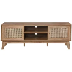 TV-MÖBEL 2 türen mit rattan-geflecht palmo 39/49/140 cm