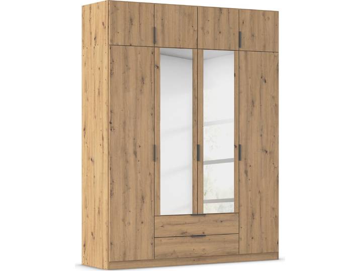 Drehtürenschrank, Holzwerkstoff, Eiche Artisan, 181×235×54 cm, Mit Aufsatz, Landhaus, Rauch