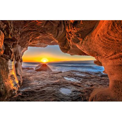 Fototapete PAPERMOON "Höhle am Meer", bunt, B:4m L:2,6m, Vlies, Tapeten