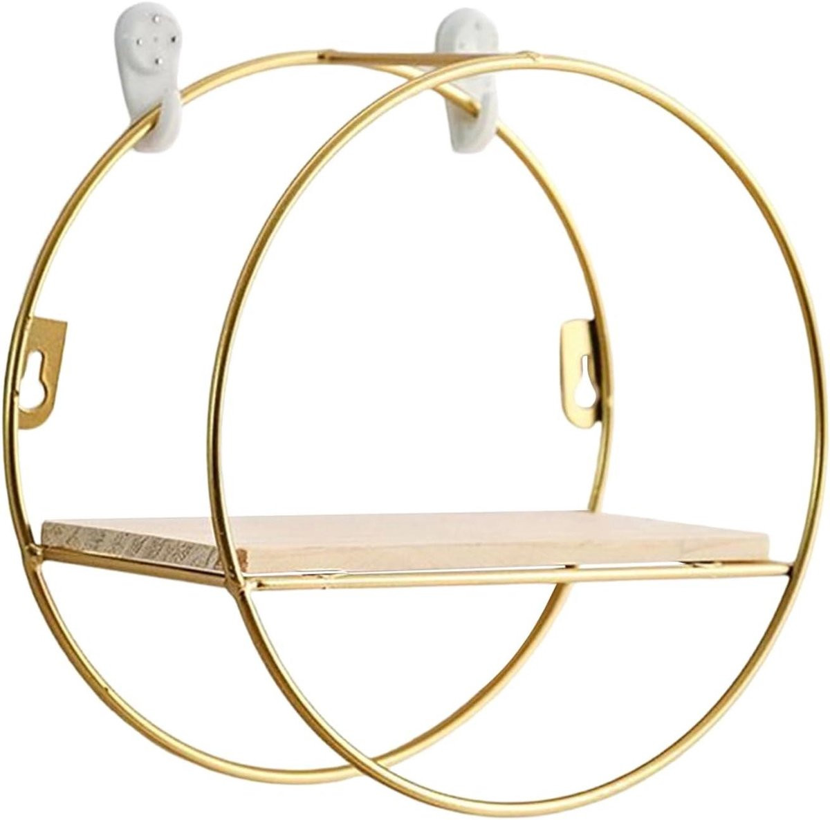 Zwart Zwevend Wandrek met Rond Smeedijzer Ontwerp, Hoogte: 21 cm