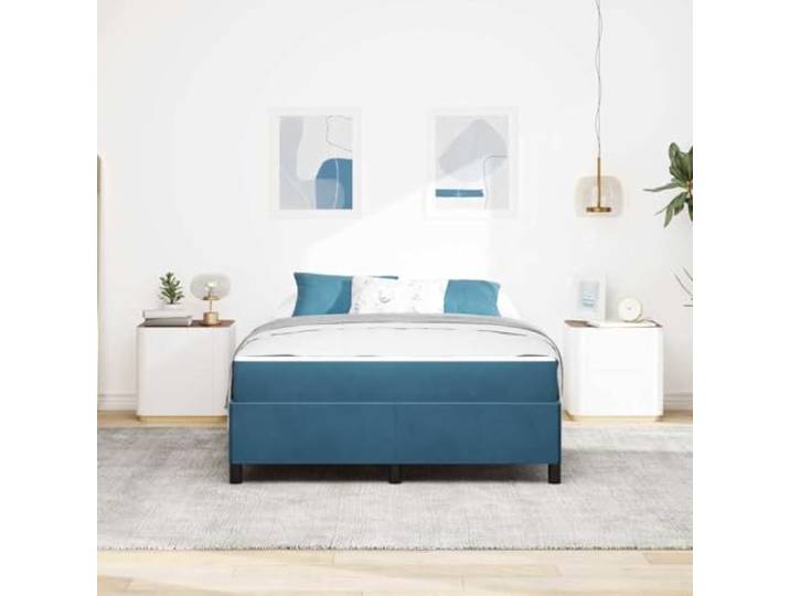 KTHLBRH Doppelbett Dunkelblau 160 x 200 cm Minimalistisches Design, Struktur aus Stoff, einfache Linien, weiche Farbe