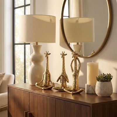 Sagebrook Home "Decorative Resin Yoga Giraffe Figurines - Set of 3, 12"", Gold - 12.0"""