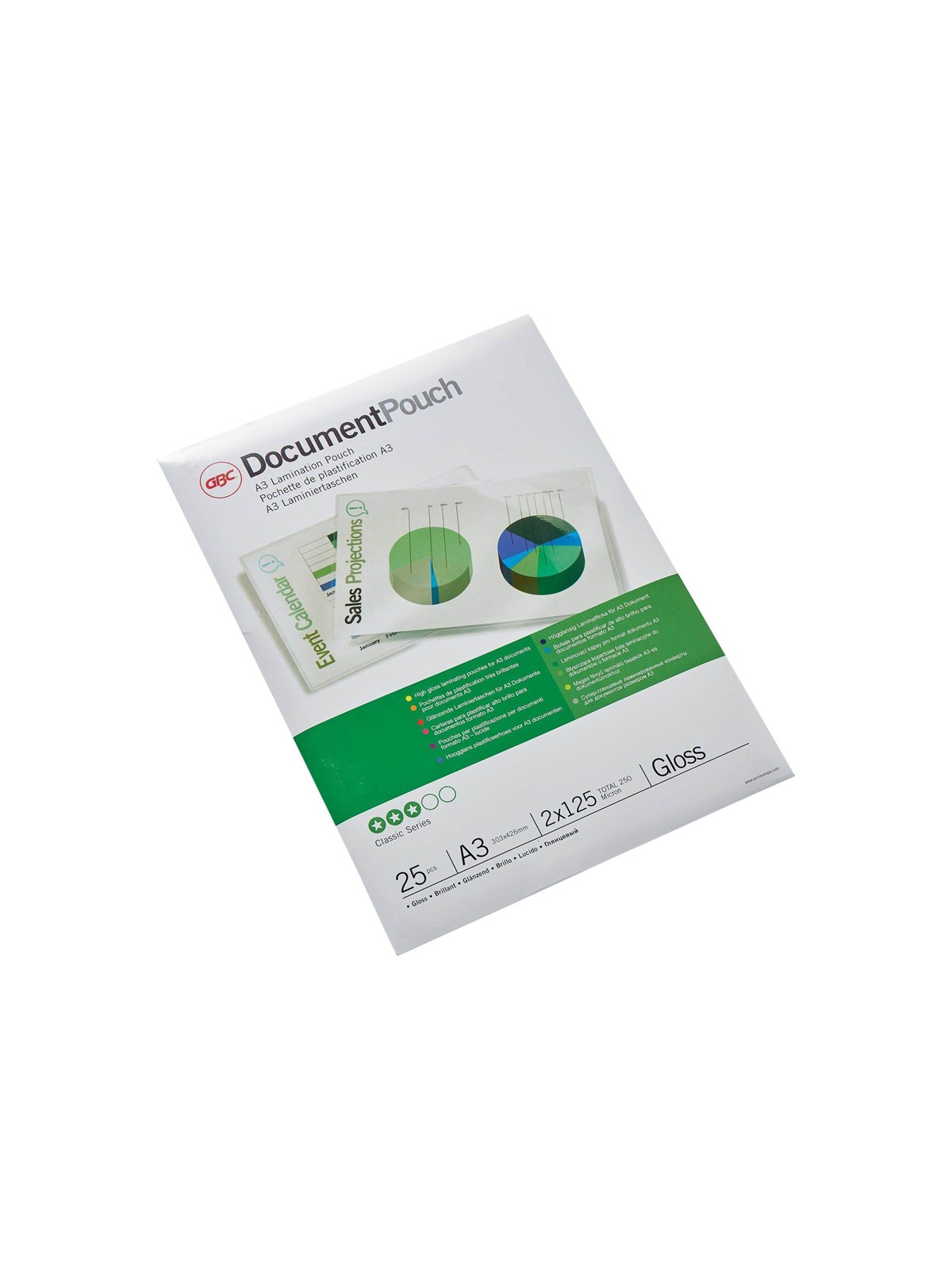 GBC Document Laminating Pouch - 25-pack - glossy - 303 x 426 mm - lamination pouches