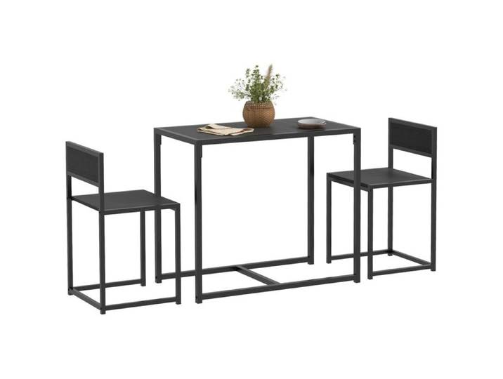 Ensemble table et chaises - HOMCOM - table à manger 3 pièces avec 2 chaises encastrables pour cuisine salon maison noir