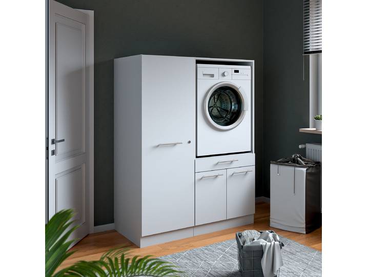 Set de buanderie O 162cm Blanc/Blanc