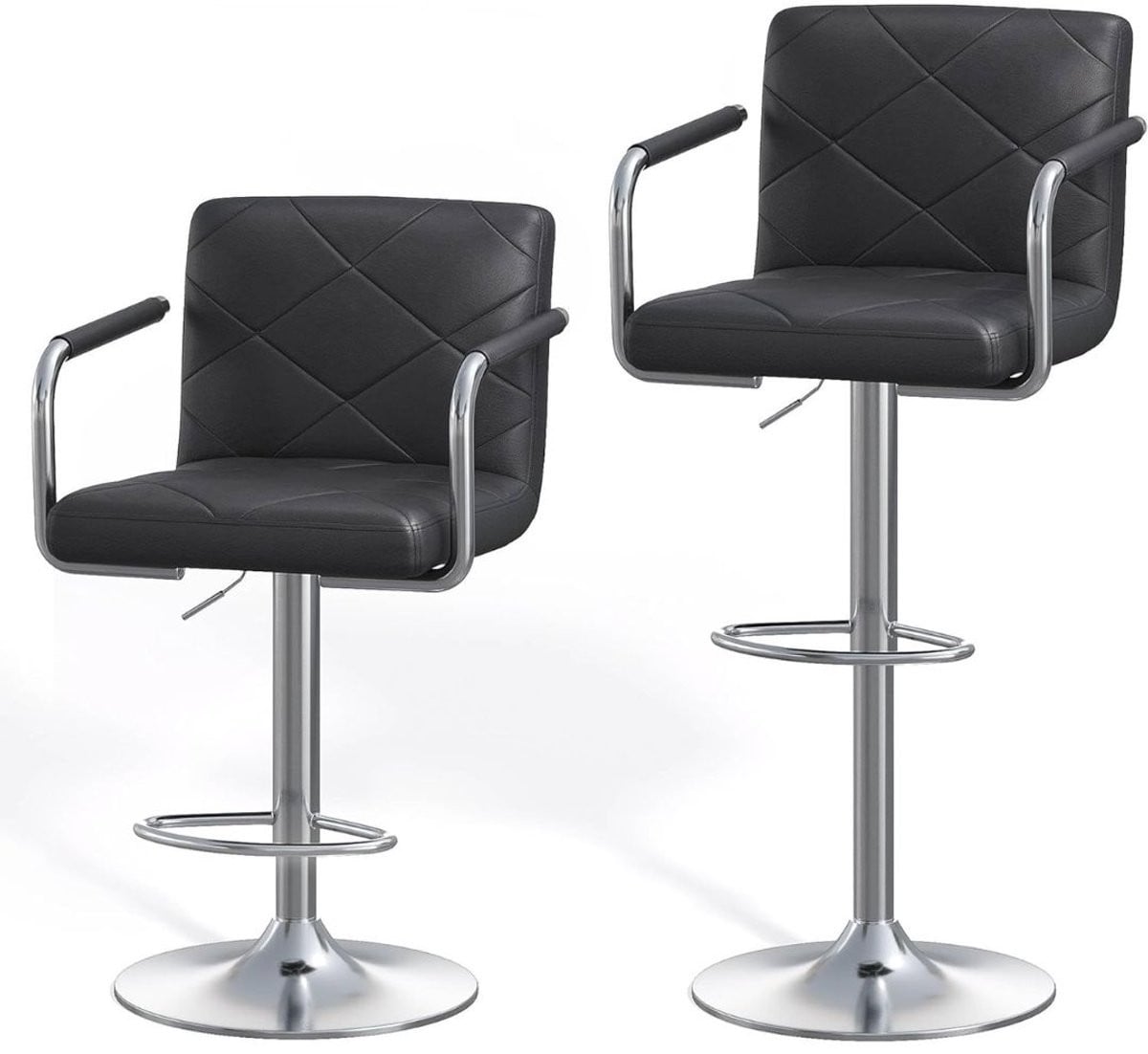 Set van 2 minimalistische barkrukken met rugleuning