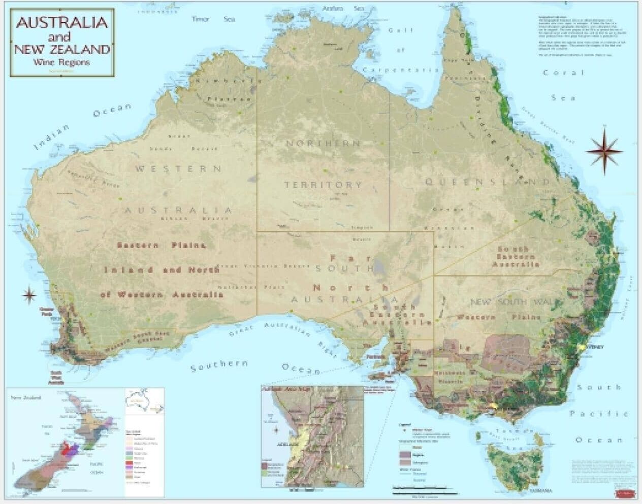 Australie et Nouvelle-Zélande - Régions viticoles   Vinmaps - Canvas