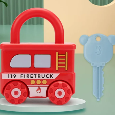 Uplifted Trends Baby Learning Lock With Key Montessori Educational Toy For Number Matching & Sensory Play red