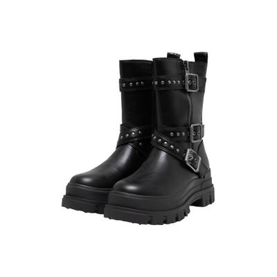 Stiefelette BUFFALO "Buffalo ASPHA ZIP BIKER", Damen, Gr. 37, schwarz, Polyurethan, unifarben, Schuhe Stiefelette