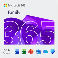 Microsoft 365 Family | 6 Benutzer - 1 Jahr | Abonnement