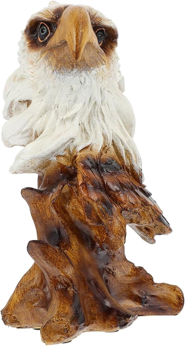 Adelaar Hoofd Ornament Bruin - Handgemaakt Decoratief Beeldje - Hoogte: 24 cm