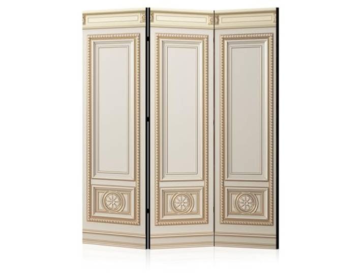 LUMASOUL Paravent Raumteiler Innen beidseitig bedruckt 135x172 cm Stuckatur 3 teilig beide Seiten mit Motiv, bedruckte Rückseite, faltbar, freistehend und dekorativ, als Trennwand für Wohnräume