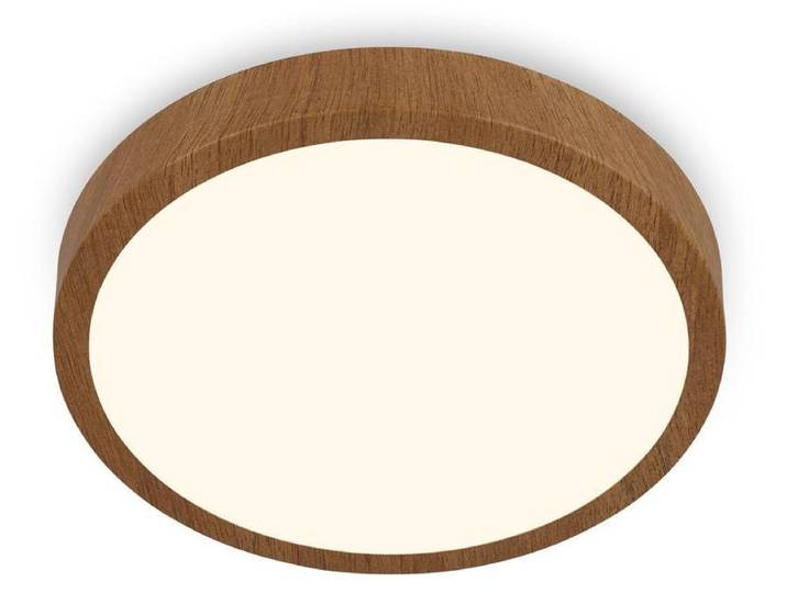 BRILONER -Plafonnier LED\, plafonnier en bois\, lumière blanche chaude\, plafonnier apparent\, aspect bois\, Ø380x50 mm\, Wood-coloured
