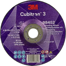 3M, Schleifmittel, Cubitron 98452 Schruppscheibe Durchmesser 150mm Bohrungs-Ø 22.23mm 10St. (36+)