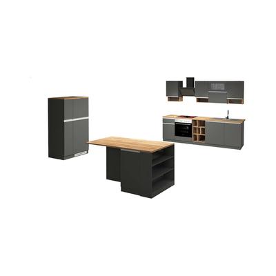 Dmora Vollständige Küche Danderso, Set mit Speisekammer, Küchenzeile Schrank, 100 % Made in Italy, Anthrazit und Eiche