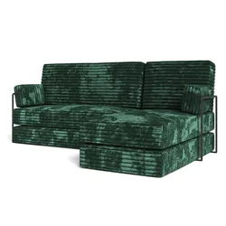 ECKSOFA NOTIA modulares Boneless Sofa mit Schlaffunktion Grün Kordstoff