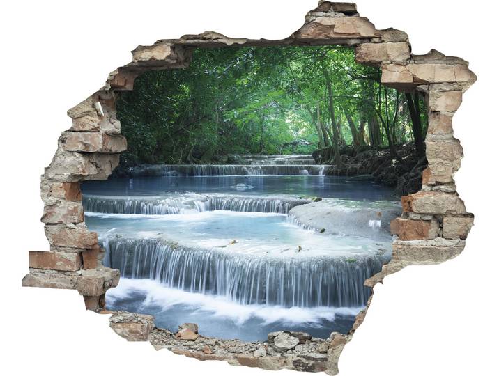 Wandtattoo QUEENCE Fluss , beige (natur), B:60cm H:50cm T:0,1cm, Wandtattoos, Wandtattoo, Wandsticker, Wandbild, selbstklebend, 3D, Wanddurchbruch