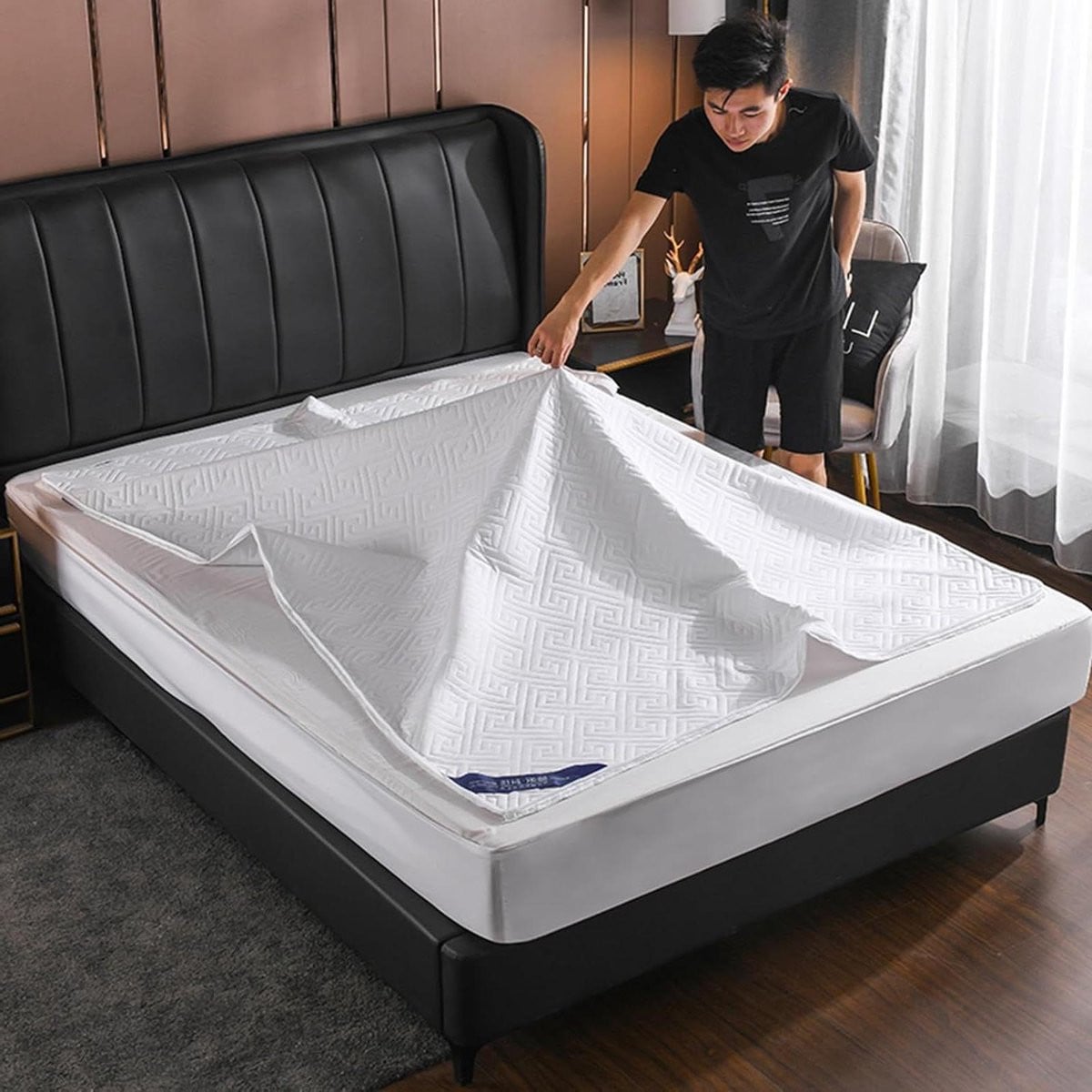 Wit Matrashoes Bedbeschermer met ritssluiting 200 x 220 cm